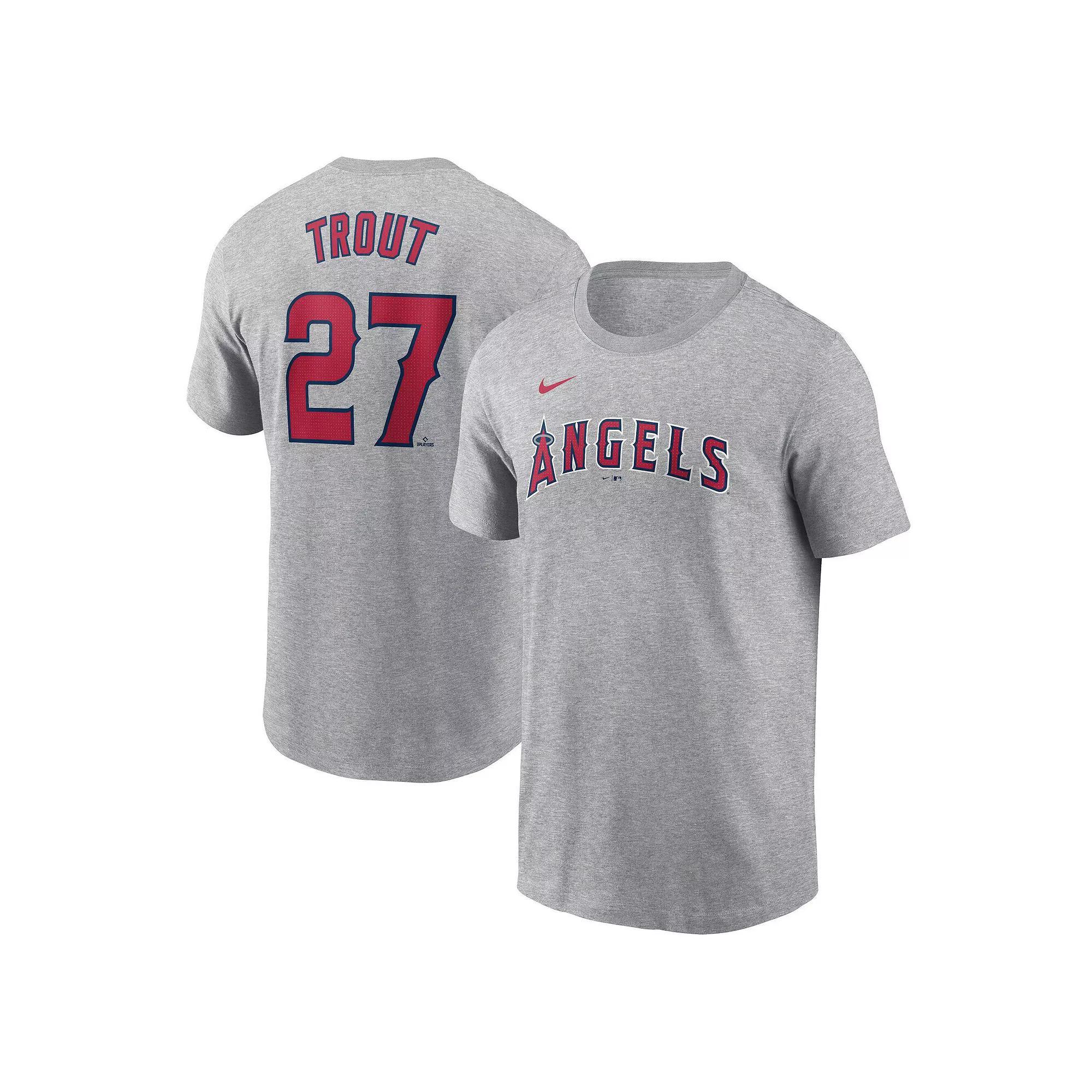 Men's Nike Mike Trout Gray Los Angeles Angels Fuse Name & Number T-Shirt, Size: 2XL, Grey Product Image