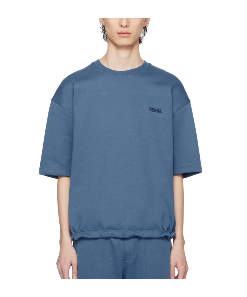 ZEGNA Rib T-shirt In Blue Product Image