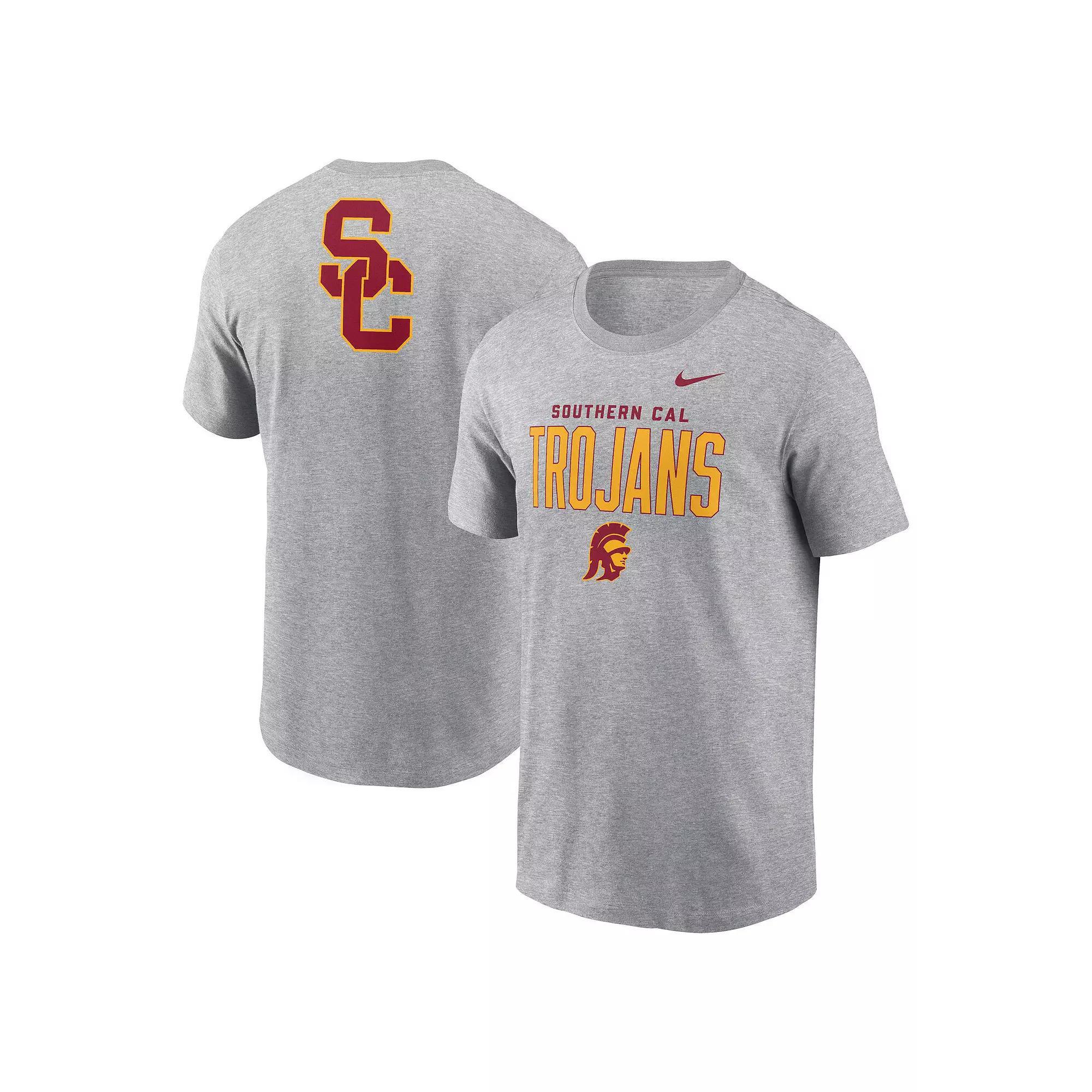 Men's Nike Heather Gray USC Trojans Campus 2-Hit Primary Mascot T-Shirt, Size: Medium, Grey Product Image