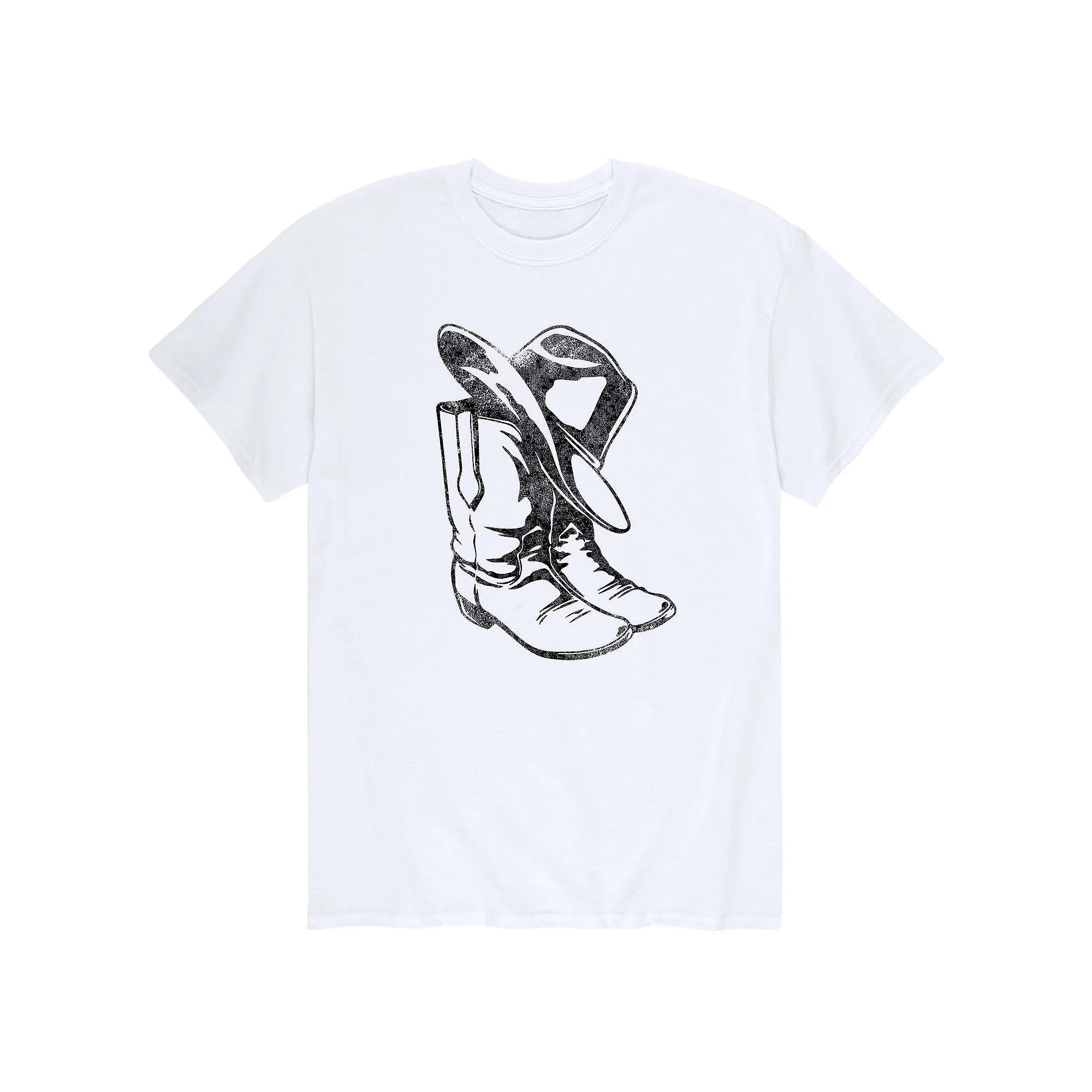 Mens Cowboy Hat Boots Tee Product Image
