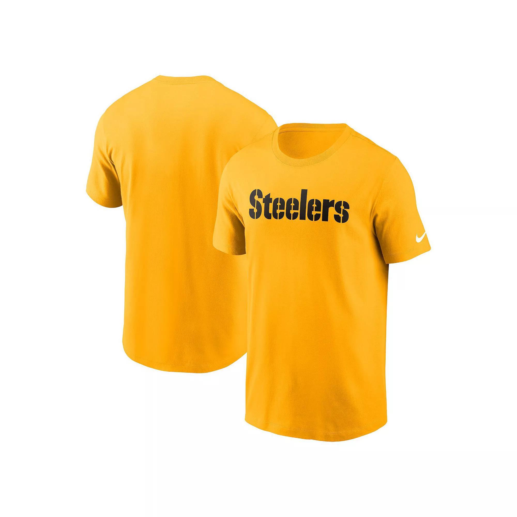 Men's Nike Gold Pittsburgh Steelers Primetime Wordmark Essential T-Shirt, Size: Medium Product Image