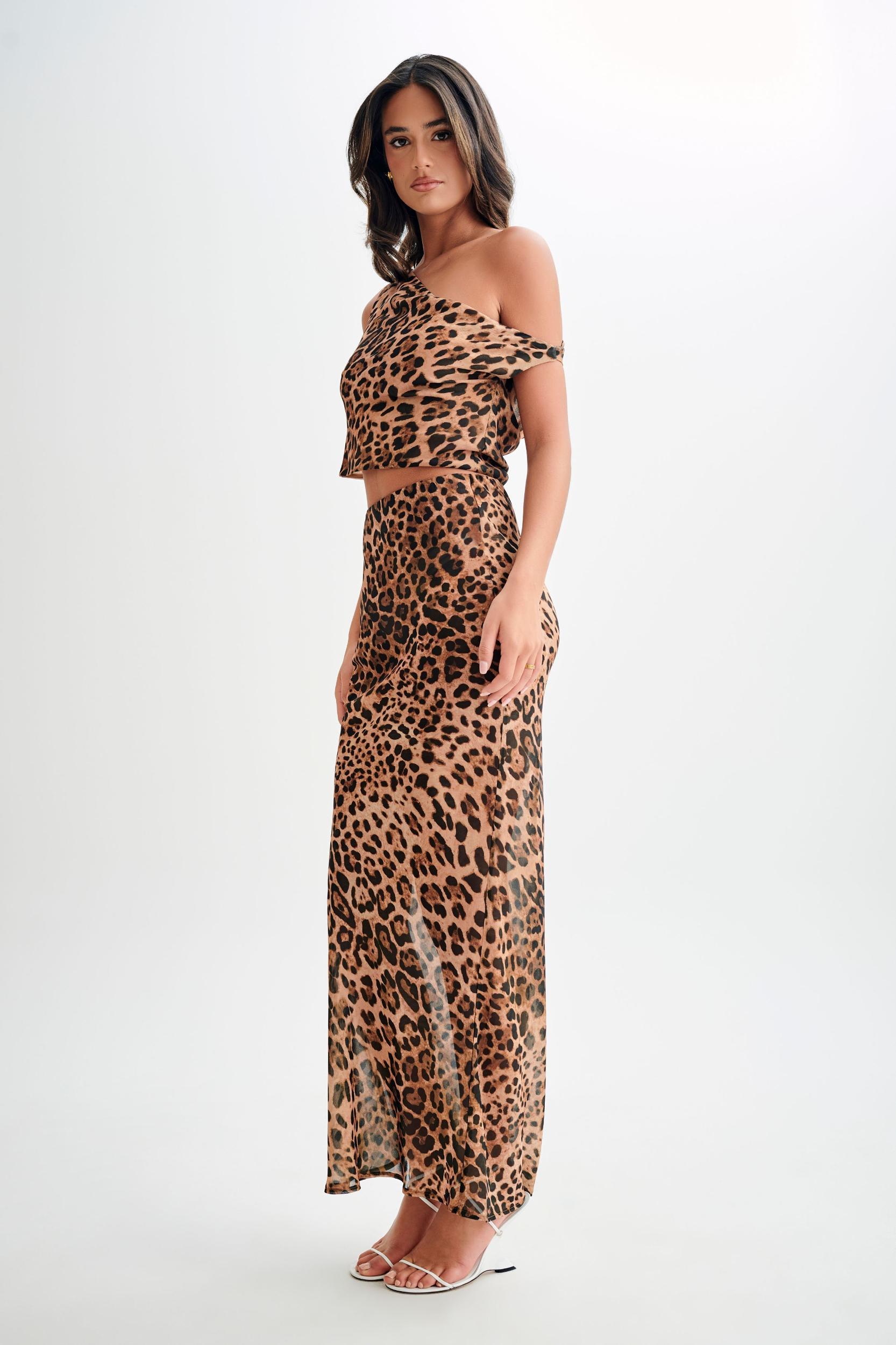 Yvonne Chiffon Maxi Skirt - Leopard Print Product Image