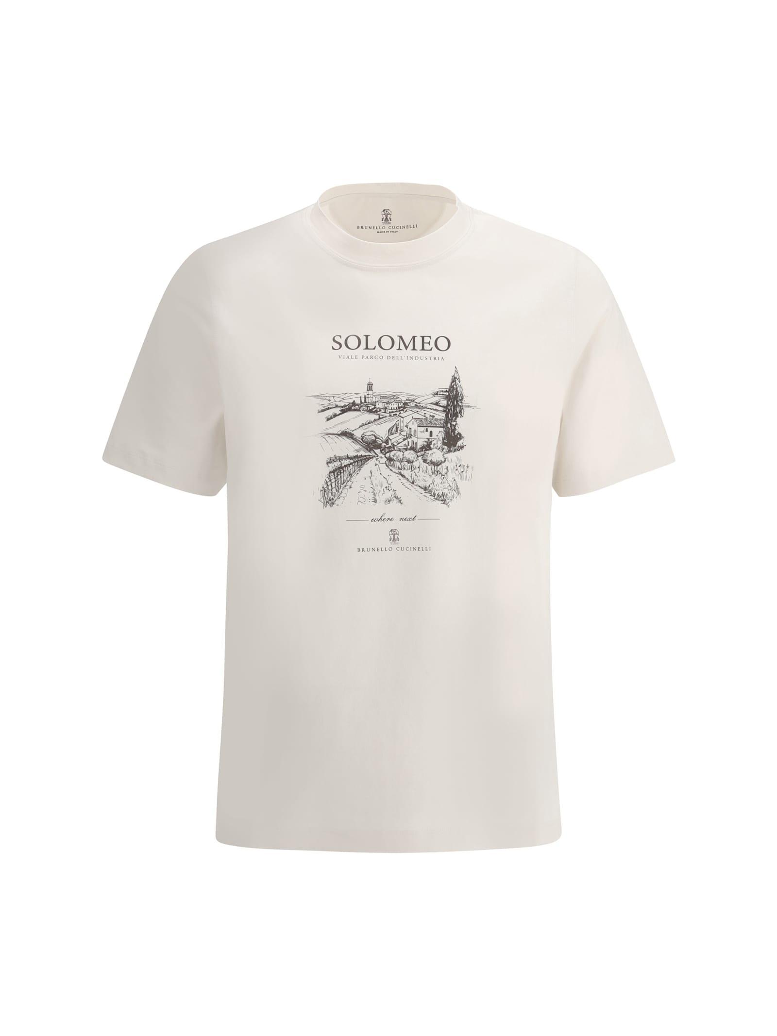 BRUNELLO CUCINELLI Cotton Solomeo Graphic Print T-shirt In Various Product Image
