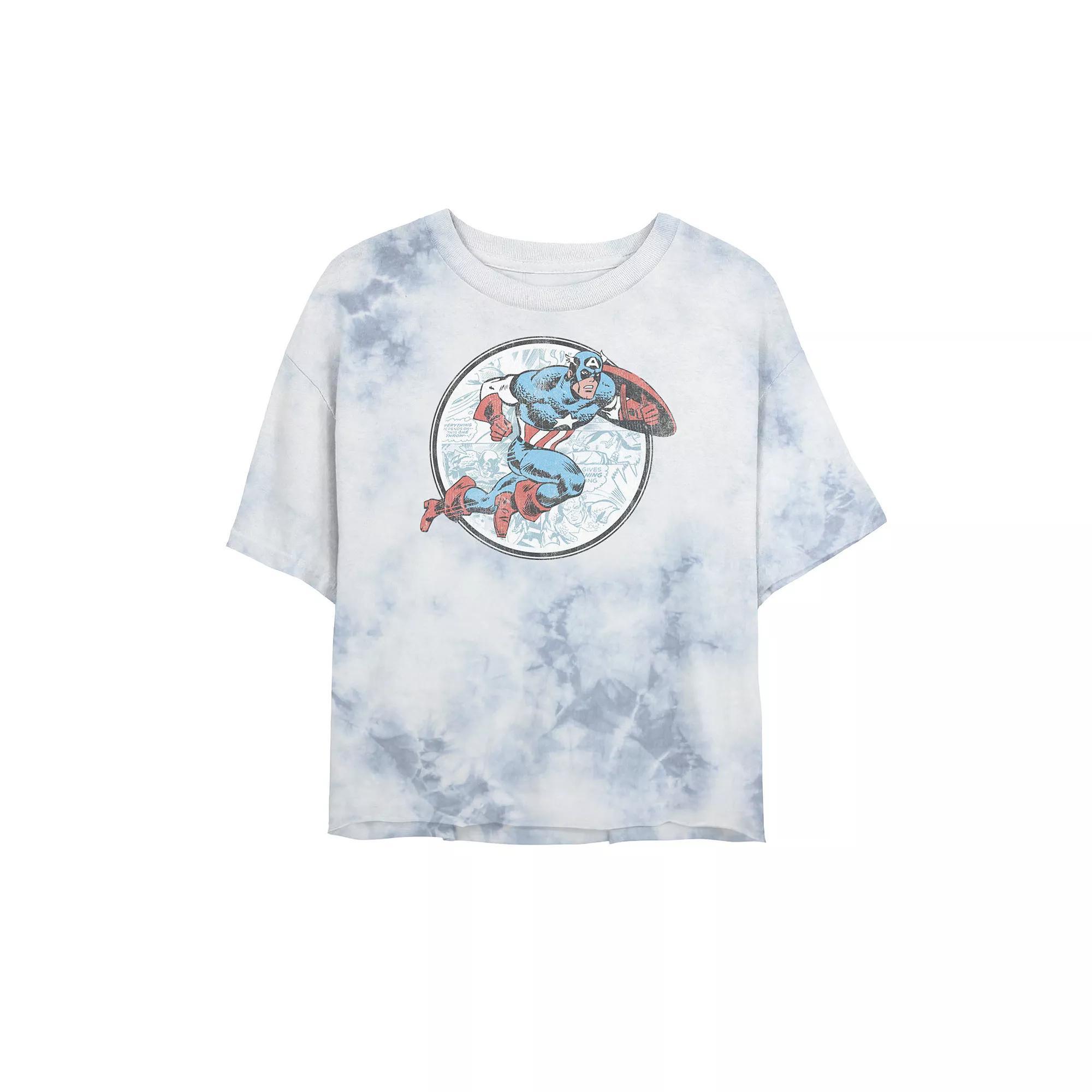 Juniors' Marvel Captain America Battle Tee, Women's, Size: XL, White Blue Product Image