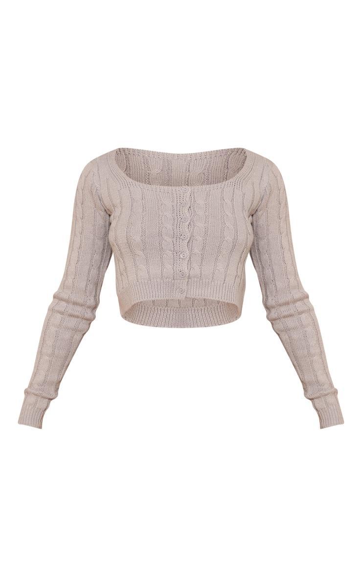 Petite Grey Button Up Cropped Cardigan Product Image