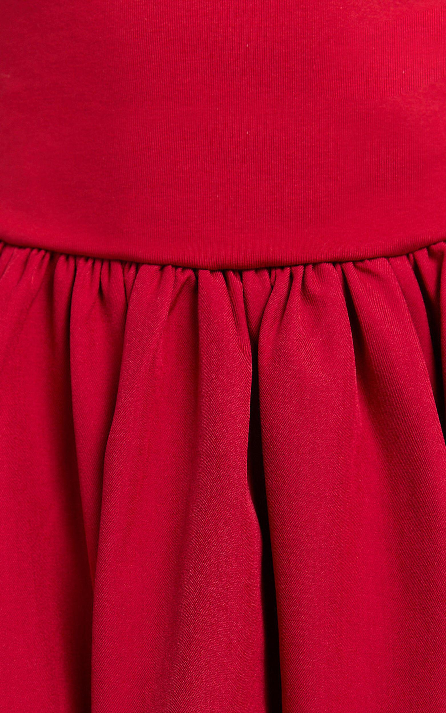 Bridgette Mini Dress - Straight Neck Sleeveless Bubble Hem Dress in Red Product Image