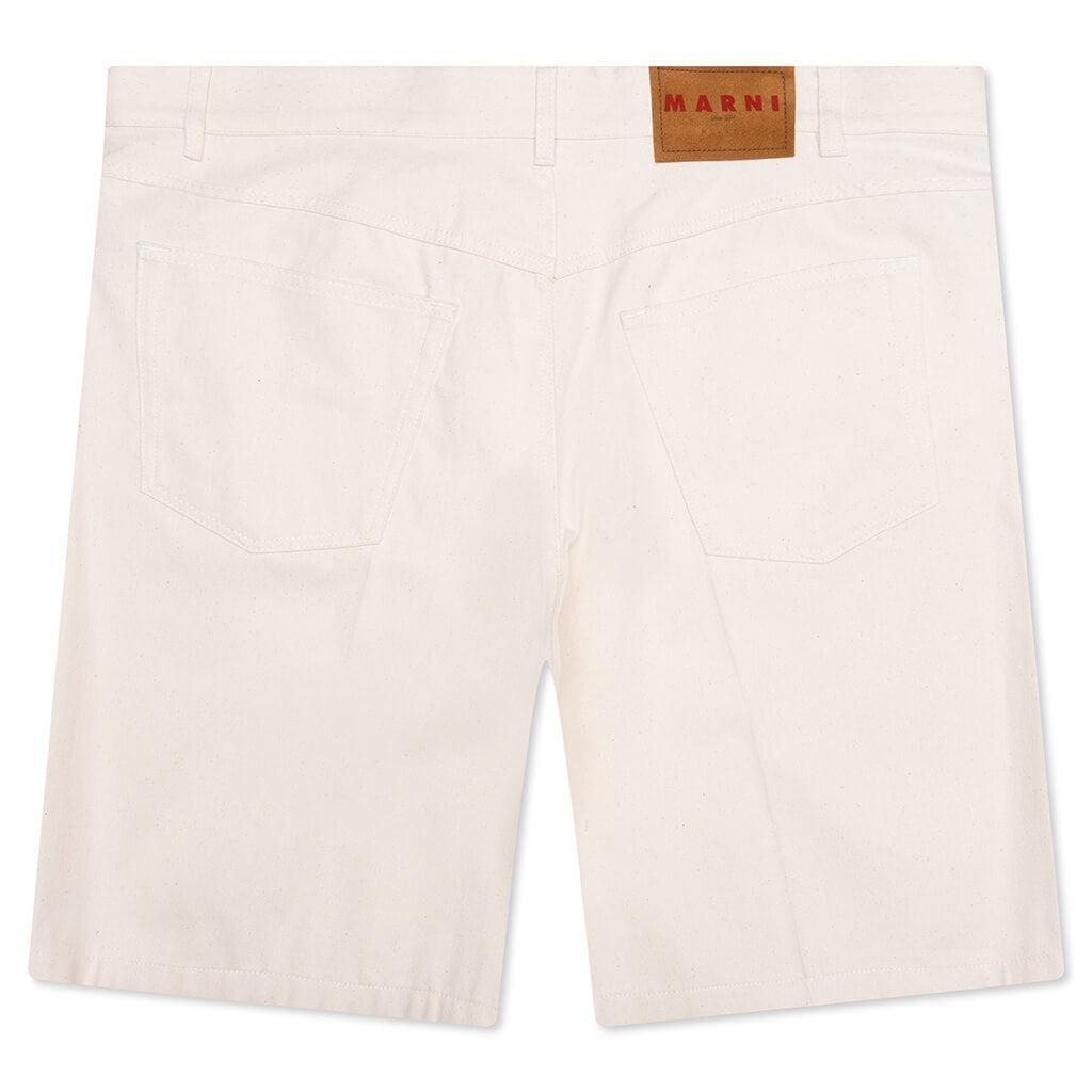 Cream Denim Shorts with Trunakaroo Plaque - Bone Male Product Image