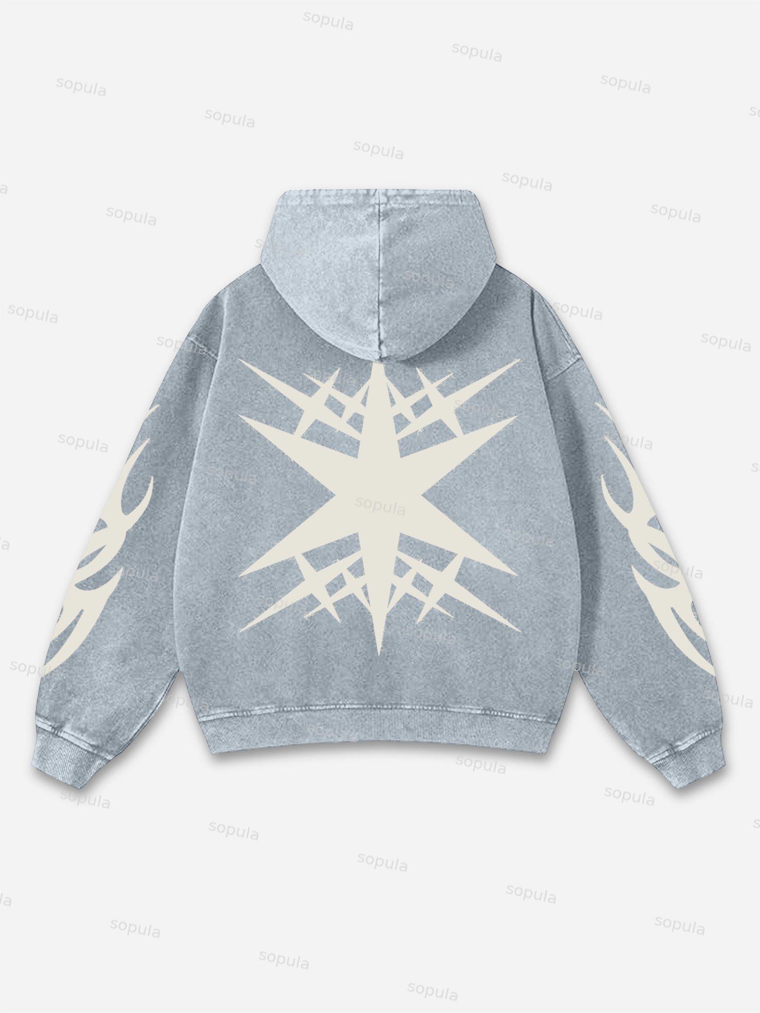 Sopula Vintage Graphics Print Acid Washed Oversized Hoodie Product Image