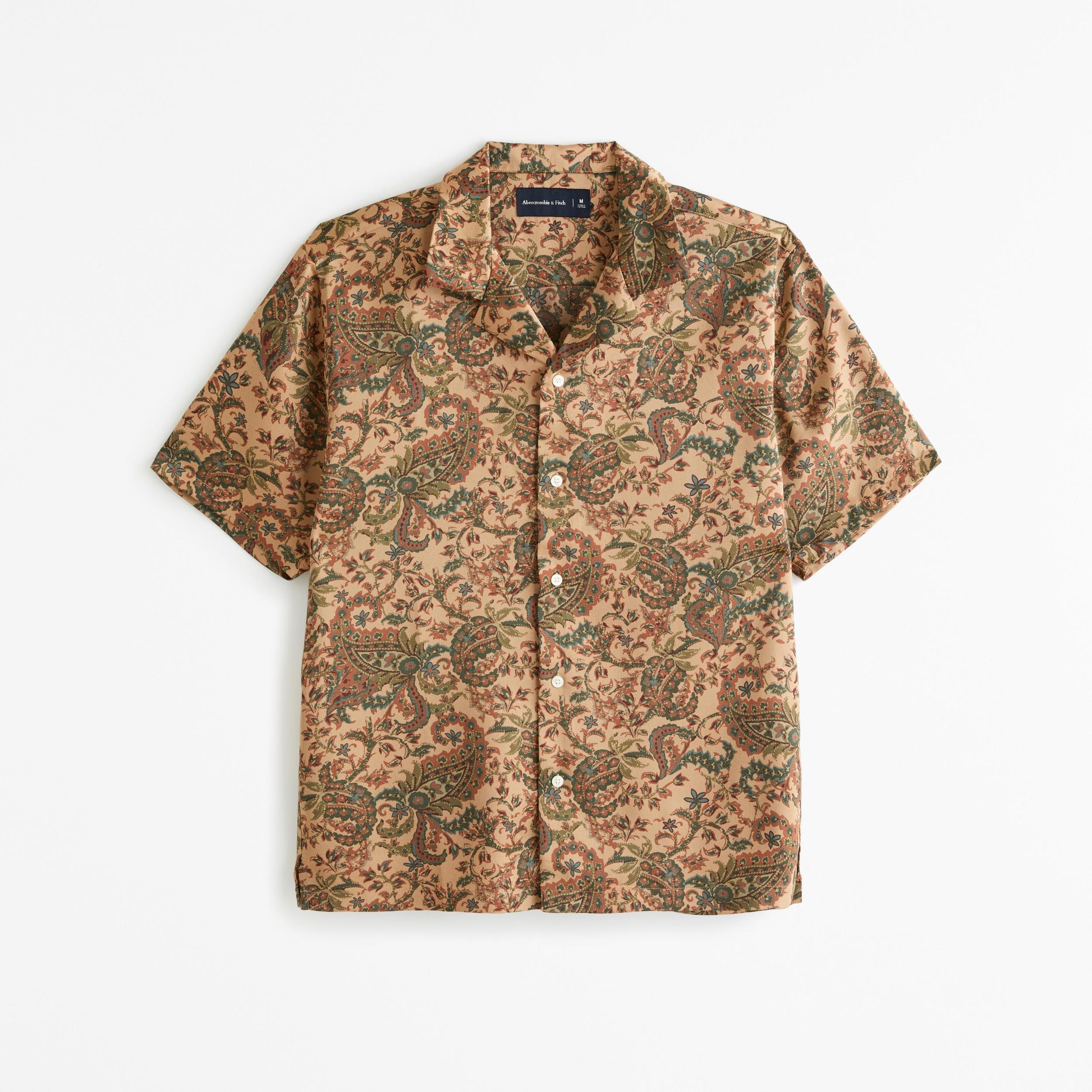 Camp Collar Silky Button-Up Shirt Product Image