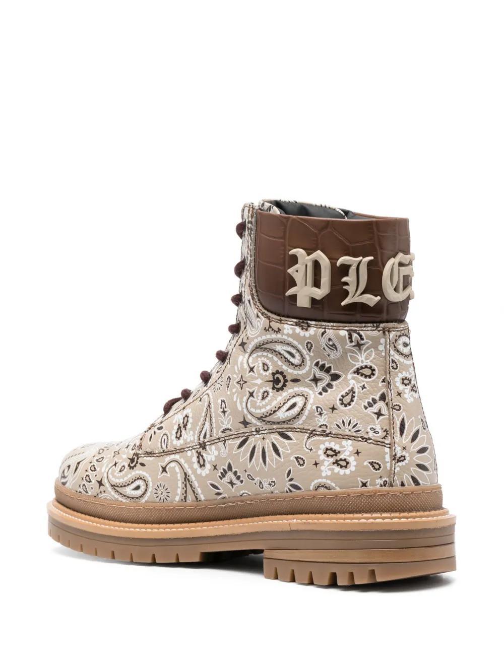 paisley-print leather ankle boots Product Image