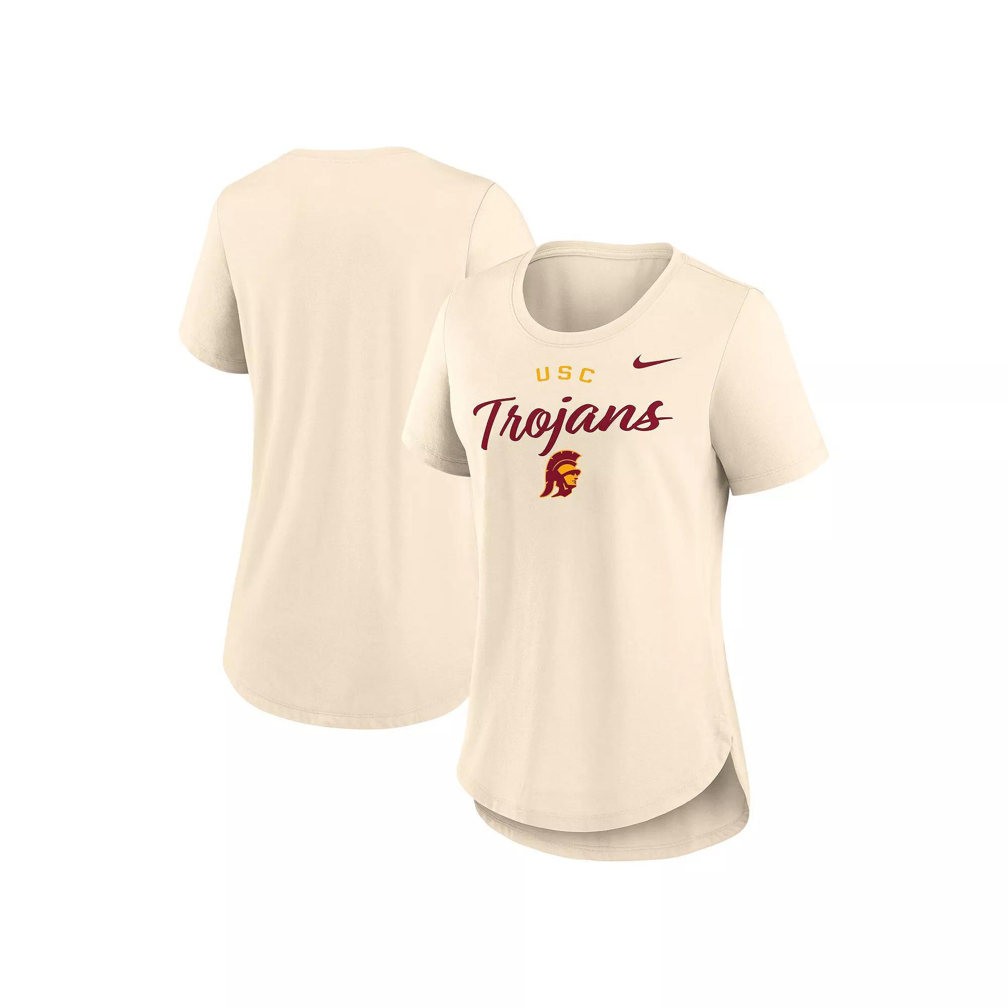 Women's Nike  Tan USC Trojans Script Logo Tri-Blend T-Shirt, Size: Small, Team Product Image