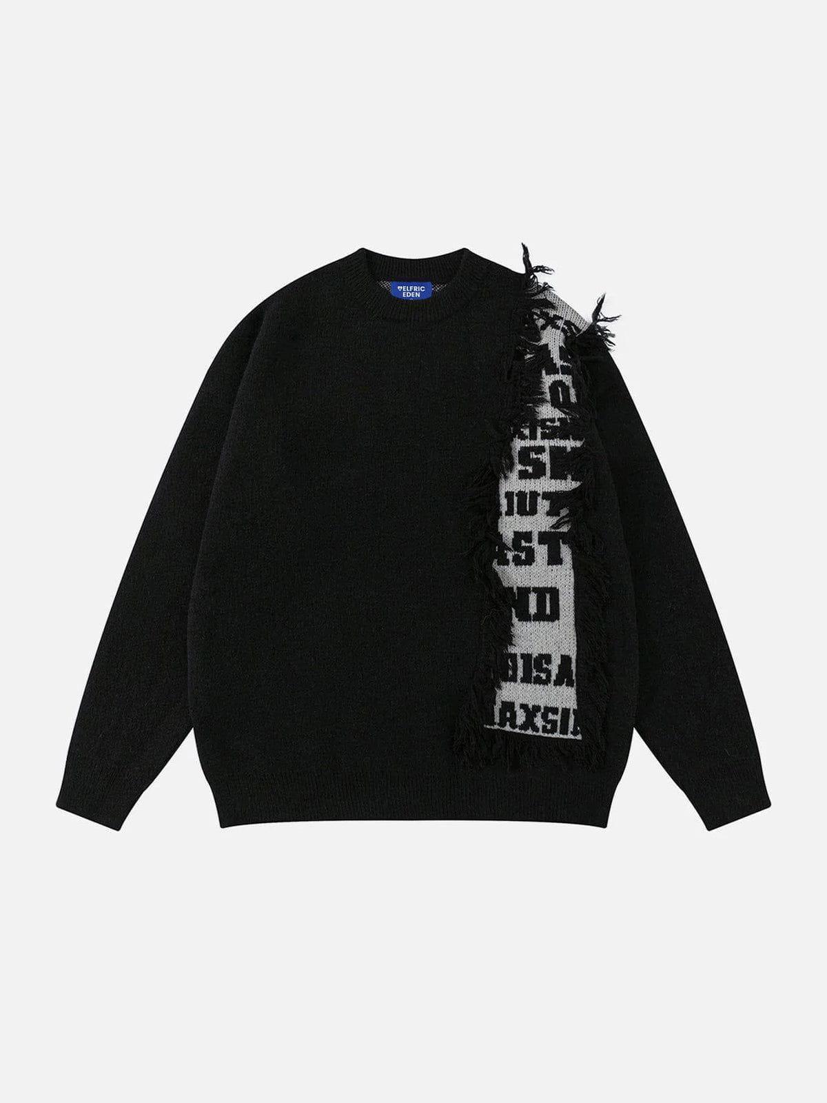 Aelfric Eden Fringe Letter Jacquard Sweater Product Image