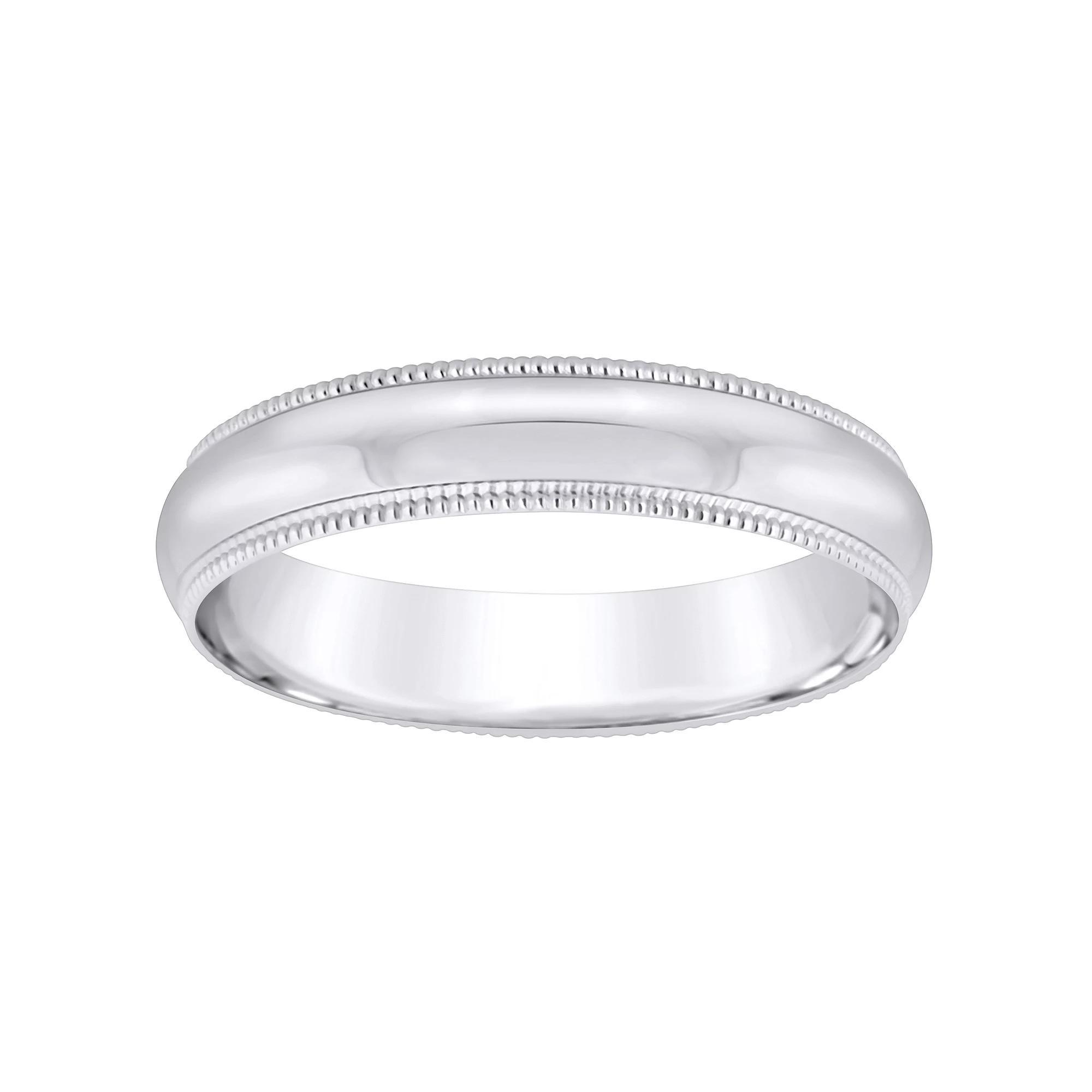 Alyson Layne Men's Platinum Milgrain Wedding Band, Size: 8.50, White Product Image
