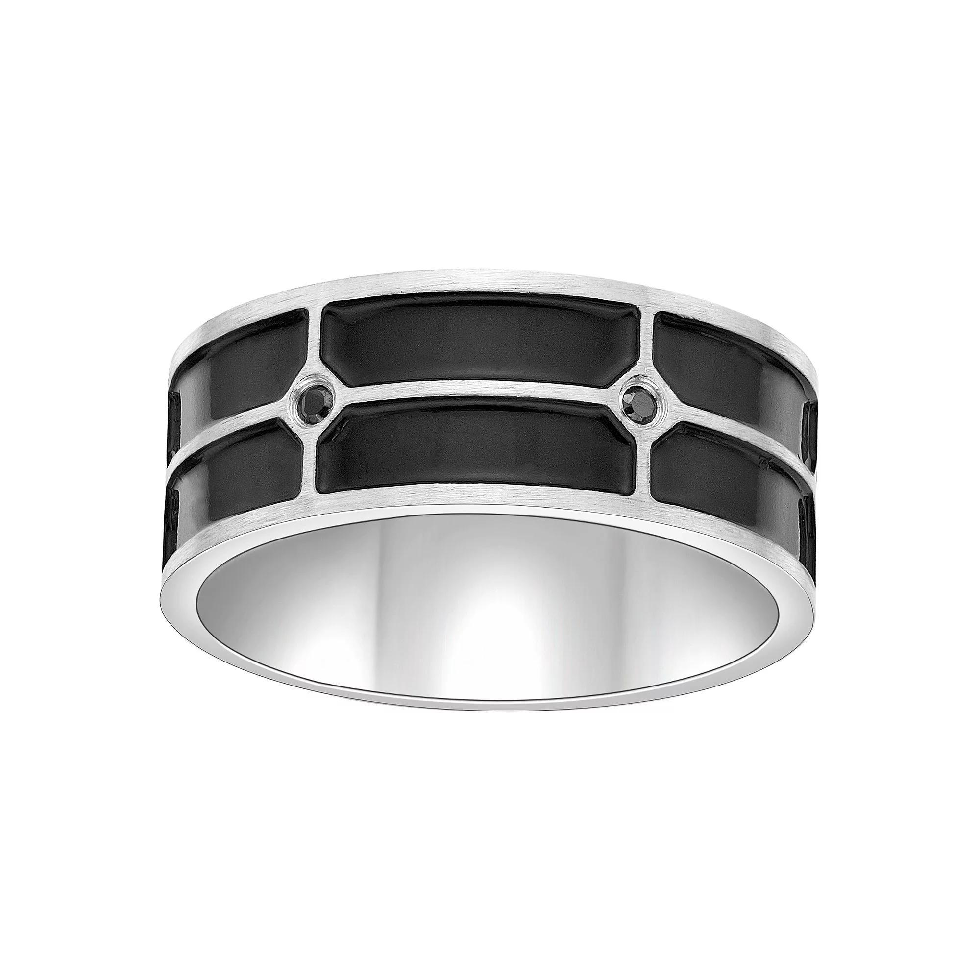 Men's LYNX Stainless Steel Black Cubic Zirconia Ring, Size: 10 Product Image