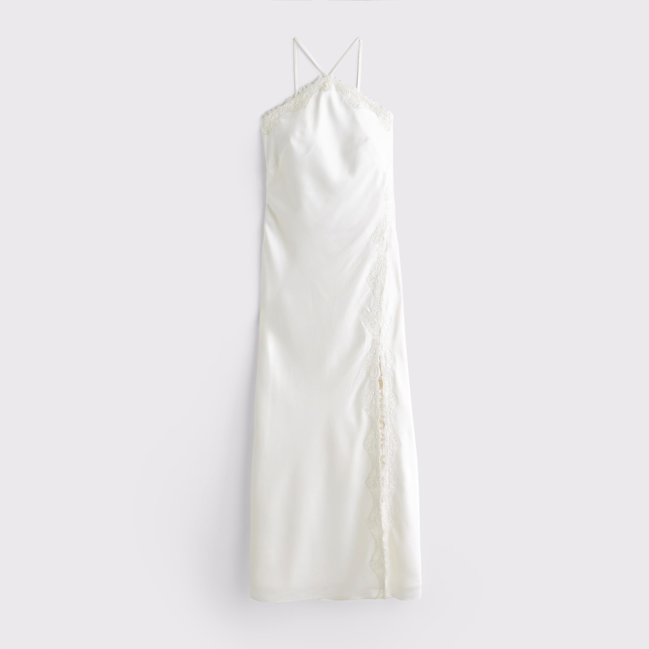 High Neck Lace Trim Midi Dress Product Image