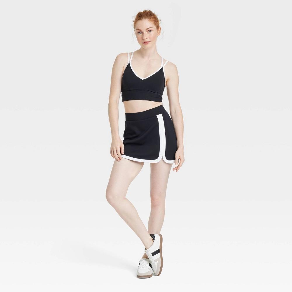 Womens Knit Piped High-Rise Skort - JoyLab Black XS: Midweight Doubleknit, Built-in Shorts, Side Pocket, Pull-On Waist Product Image
