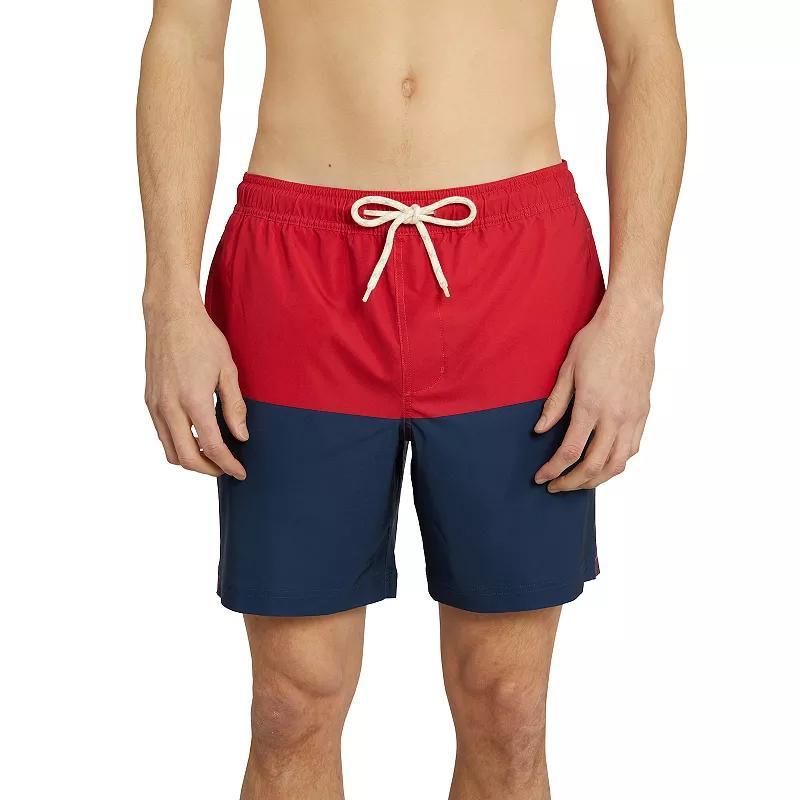Men's Trinity Coast 7" Colorblock Swim Trunks, Size: XL, Gray Black Block Product Image