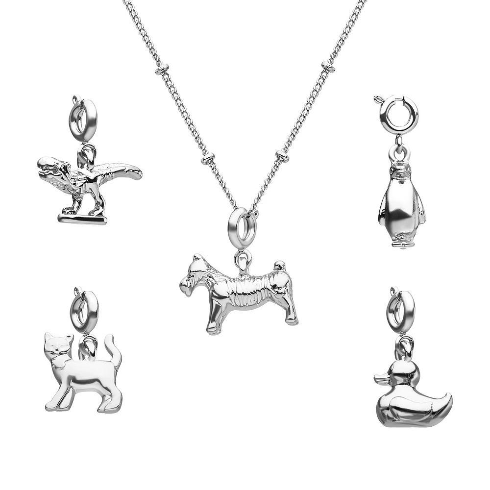Hasbro Monopoly Silver Tone Interchangeable Animal Tokens Pendant Necklace, Women's Product Image
