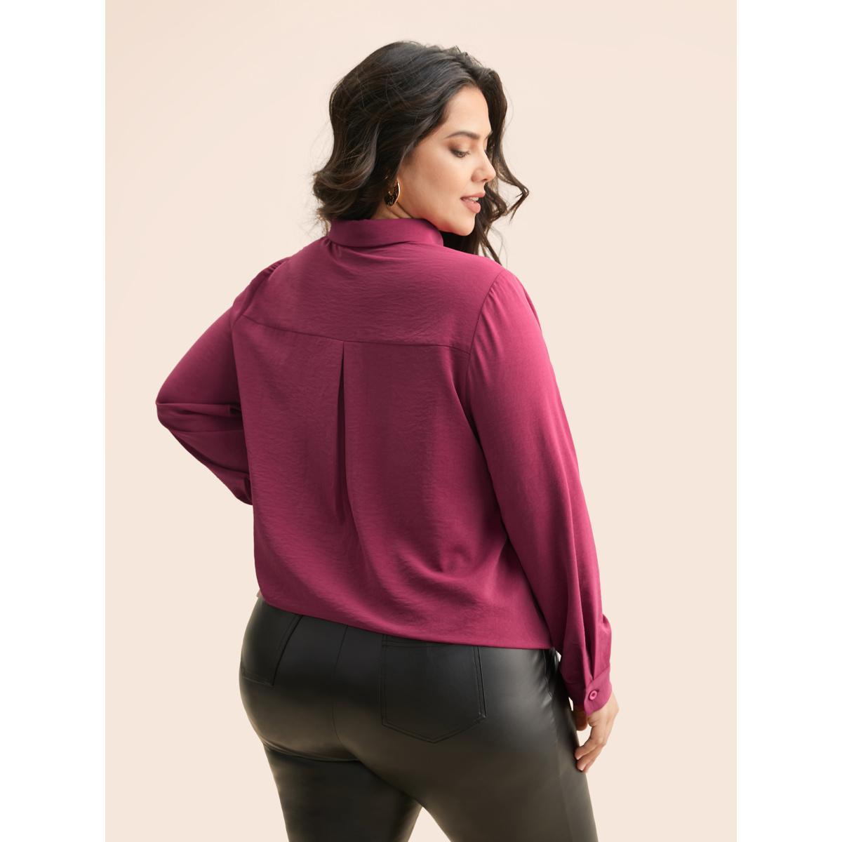 Plus Size RedViolet Shirt Collar Broderie Anglaise Tie Knot Blouse Women Elegant Long Sleeve Shirt collar Everyday Blouses BloomChic 12/L Product Image