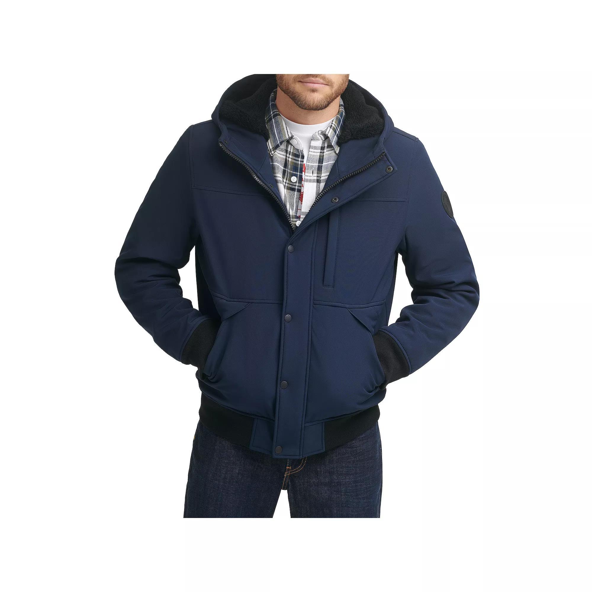 Men's Levi's® Mixed Media Hooded Bomber Jacket, Size: Medium, Green Product Image
