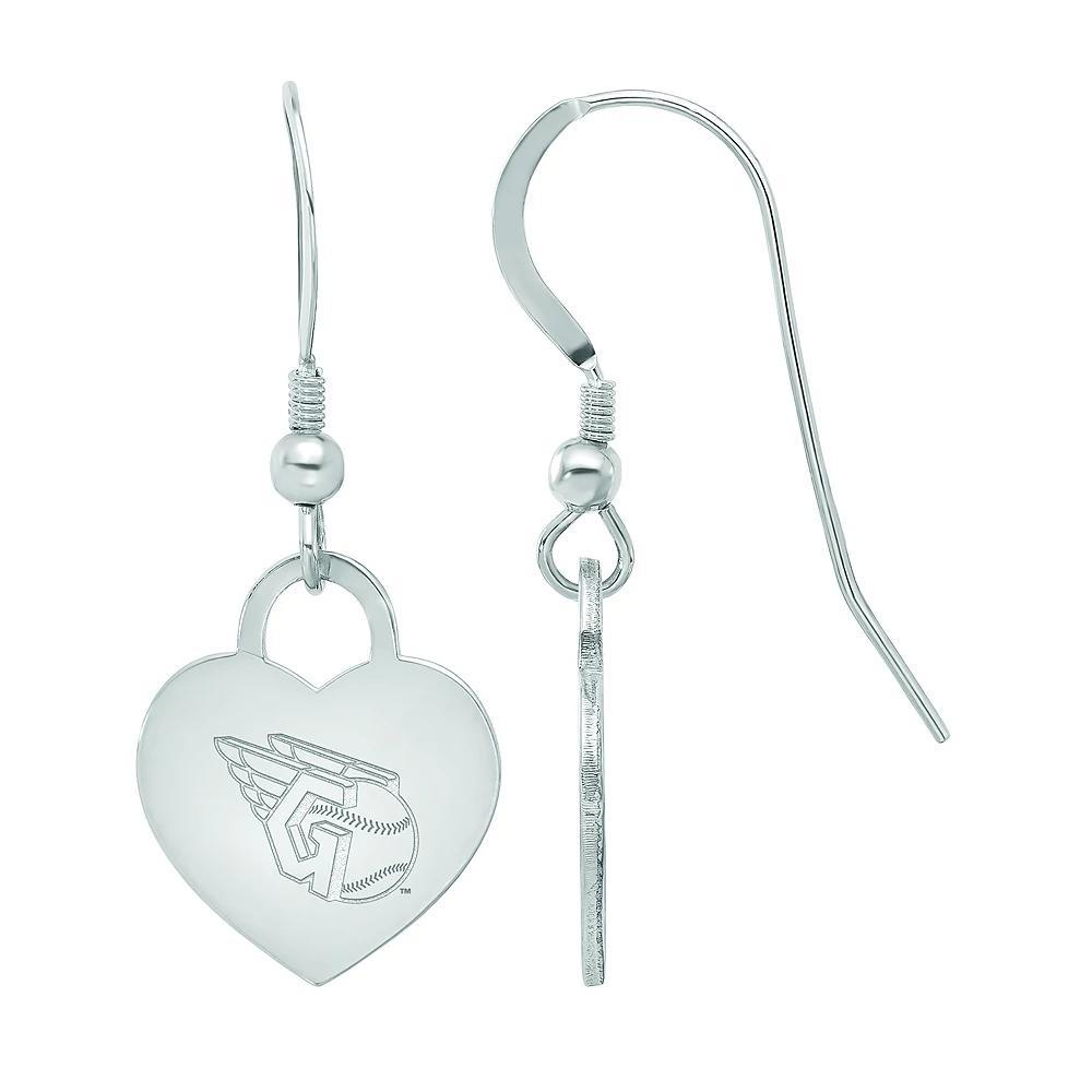 LogoArt Sterling Silver Cleveland Guardians Heart Dangle Earrings, Womens Product Image