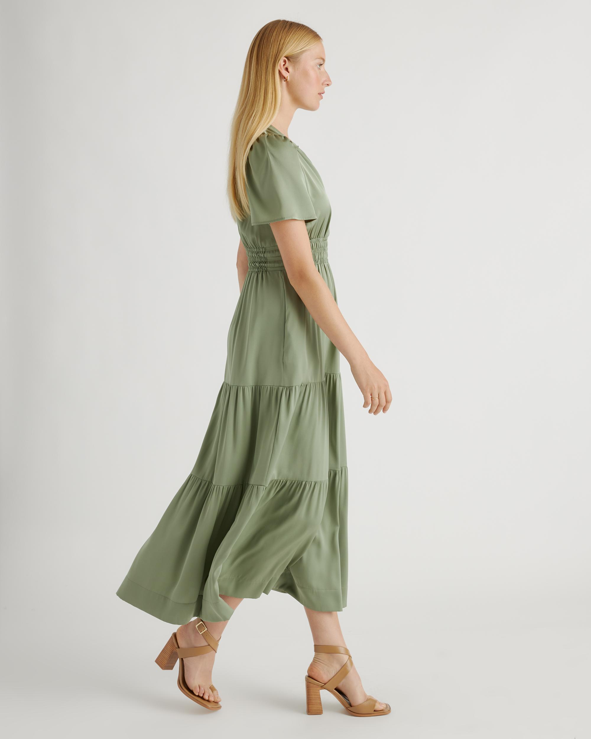 Quince | Women's Washable Stretch Silk Tiered Maxi Dress Product Image