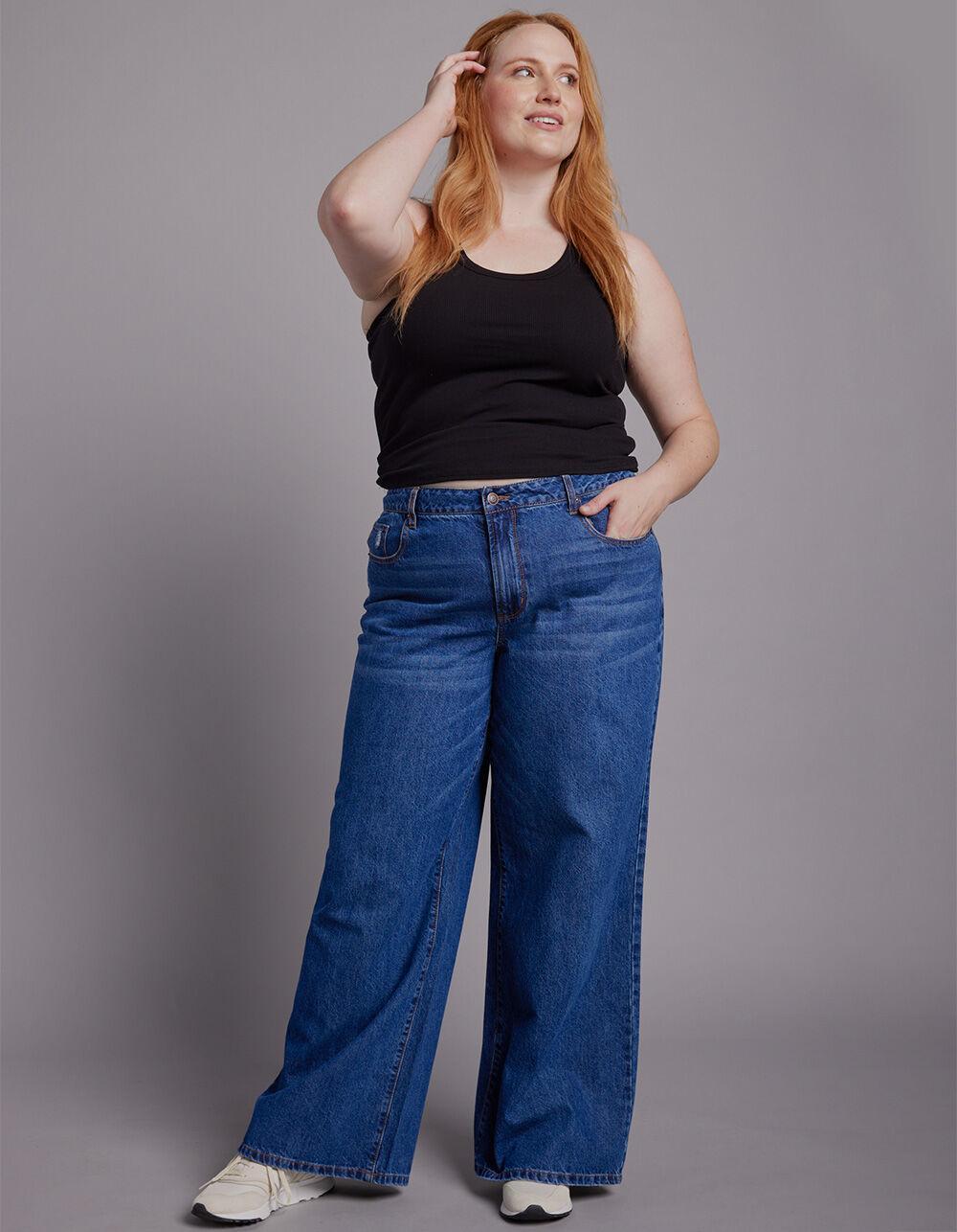 RSQ Womens High Rise Wide Leg Jeans - DARK WASH Product Image