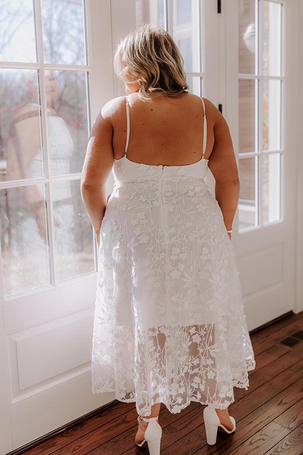 Romantic Moment Embroidered Midi Dress in White Curves Product Image