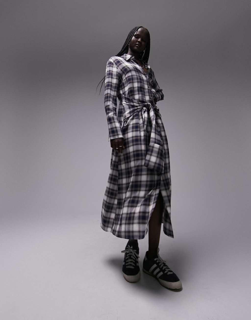 Topshop tie front midi shirt dress Product Image