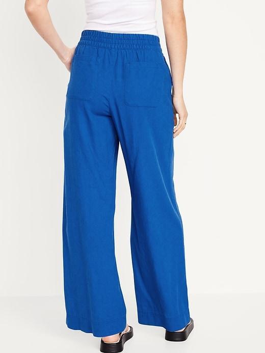 High-Waisted Linen-Blend Wide-Leg Pants Product Image