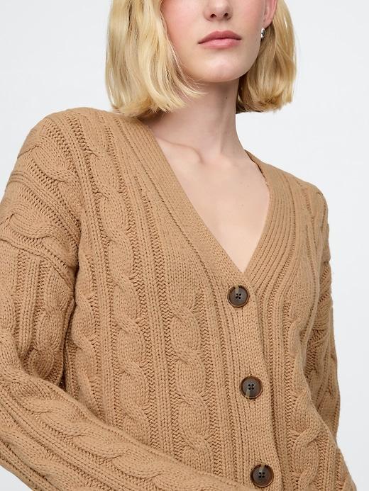 Oversized Cable-Knit Cardigan Product Image