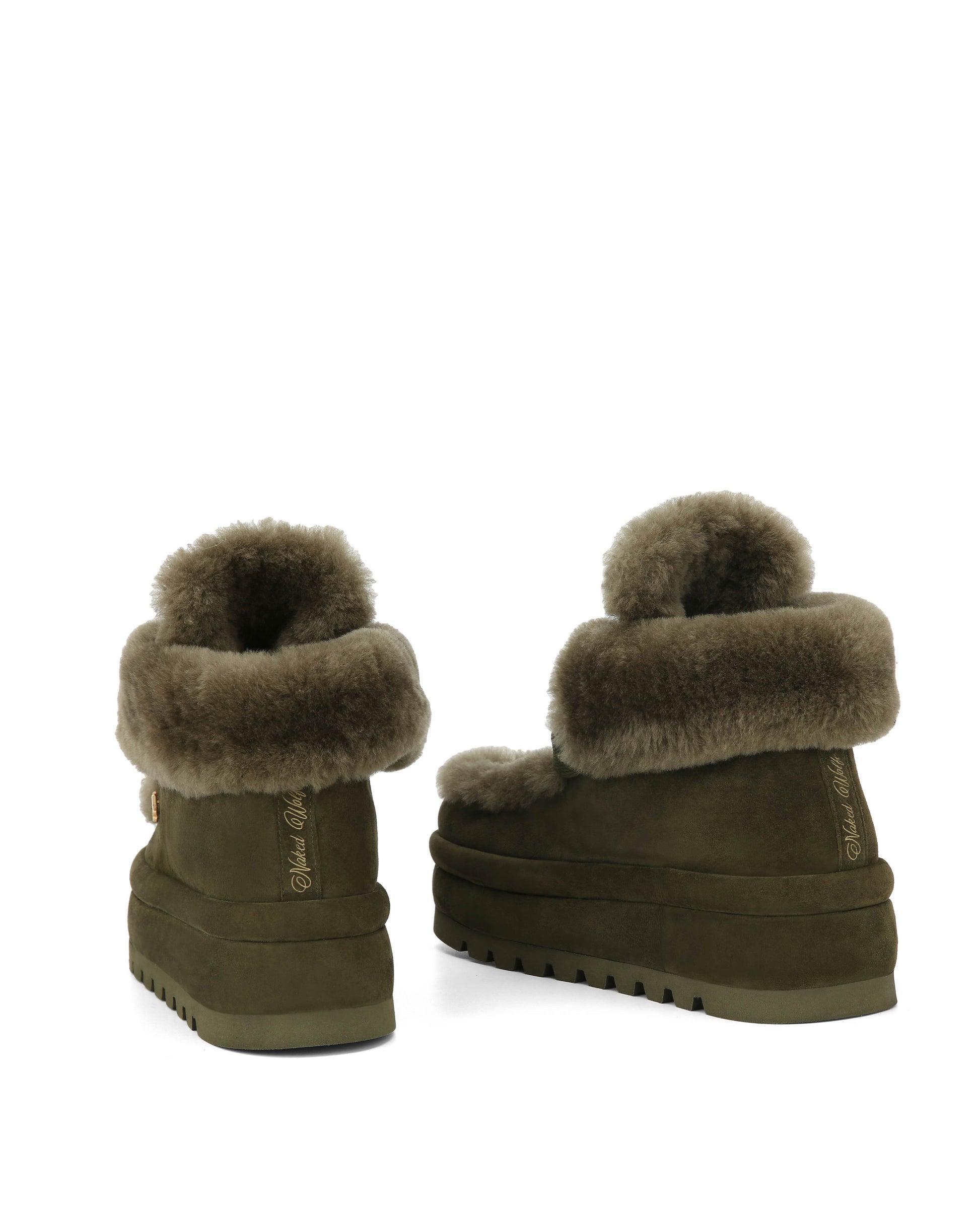 Bambi Dark Olive Suede/Shearling Product Image