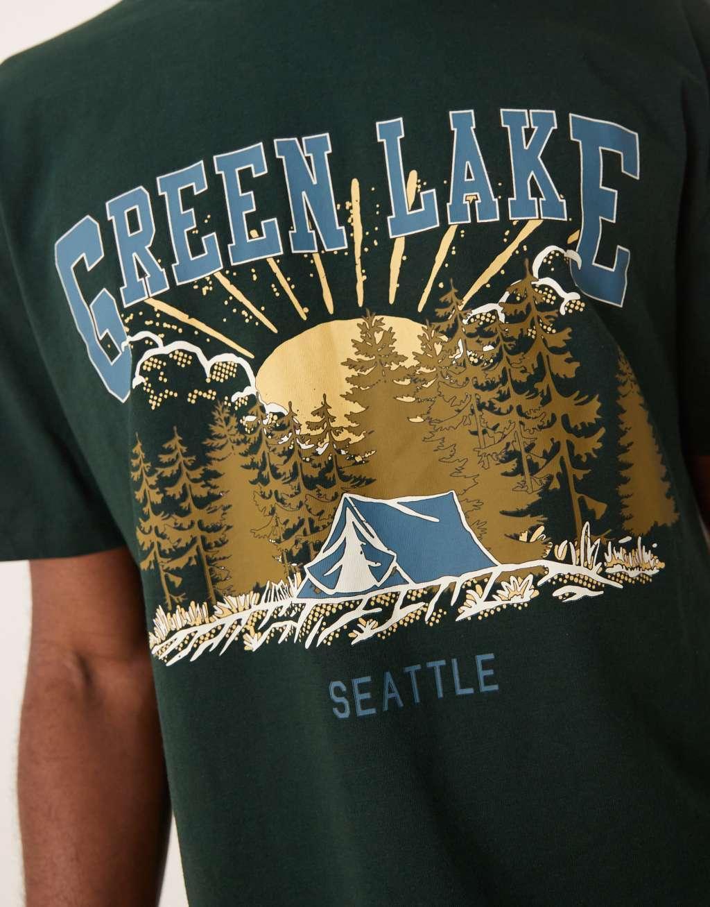 ASOS DESIGN relaxed t-shirt in green with scenic front print Product Image