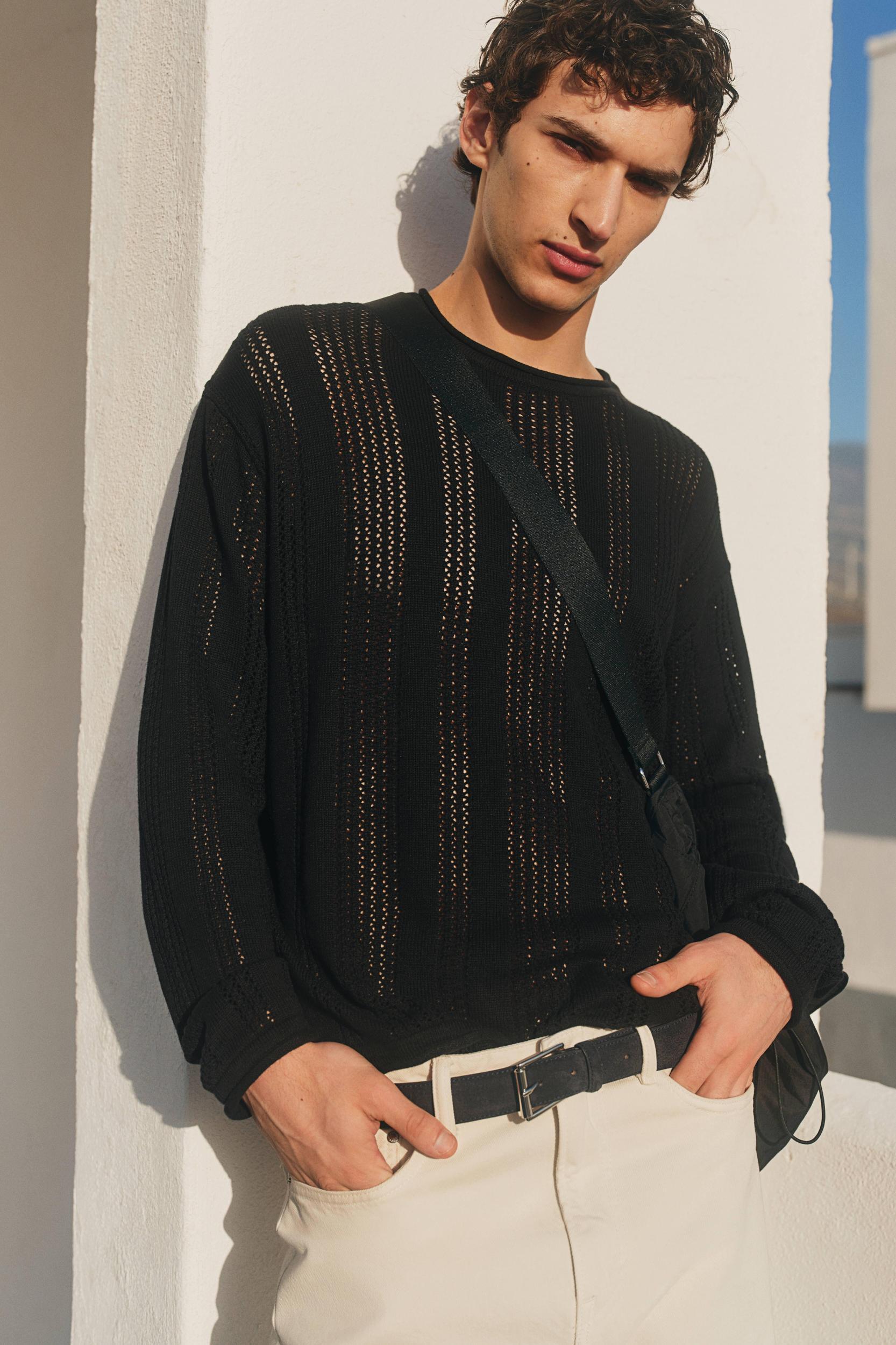Regular-Fit Pointelle-Knit Sweater Product Image