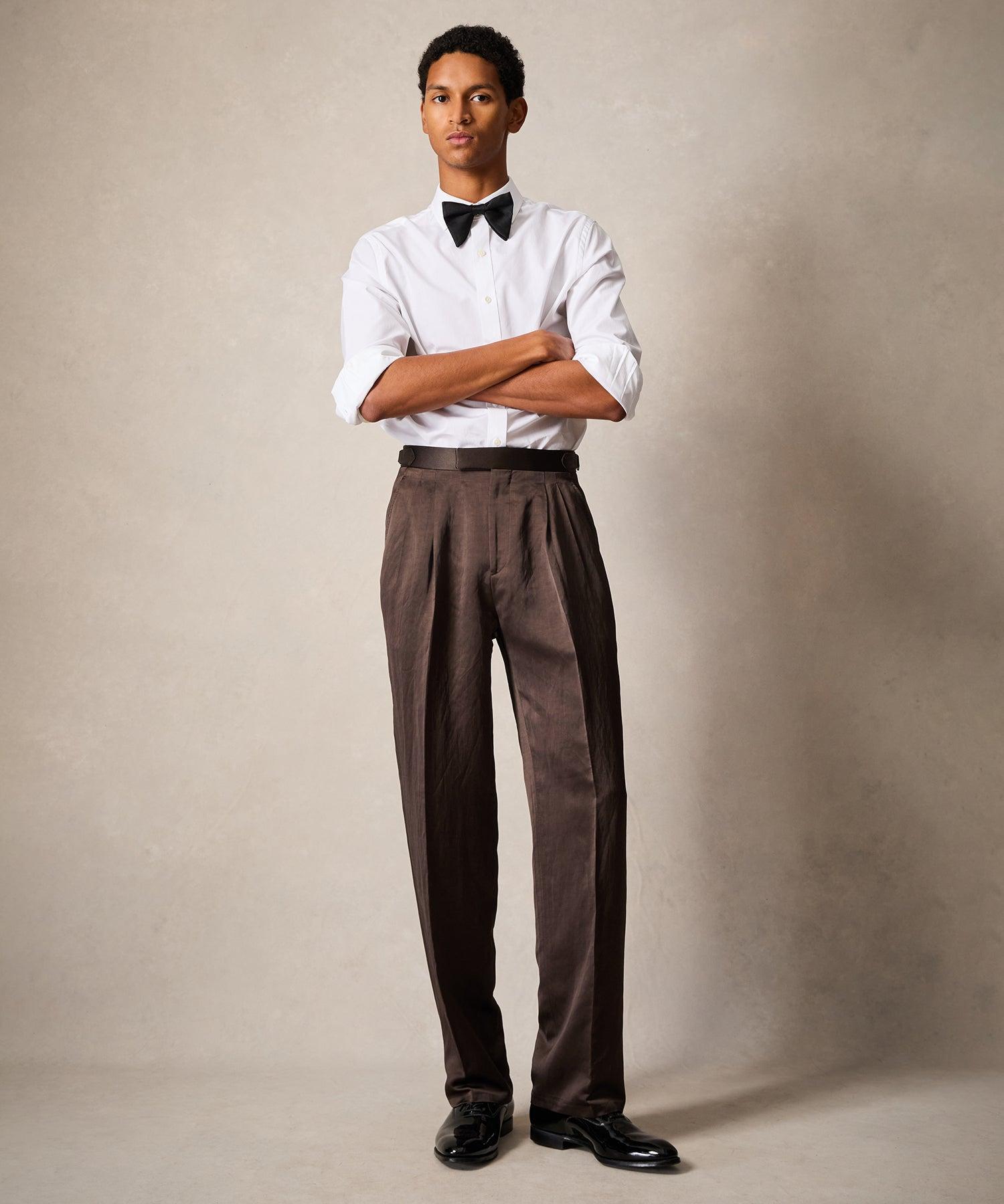 Italian Double-Breasted Shawl Tuxedo in Brown Product Image