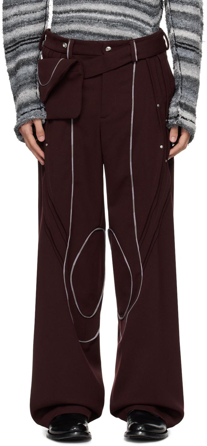 KIKO KOSTADINOV Burgundy Chalice Trousers In Brown Product Image