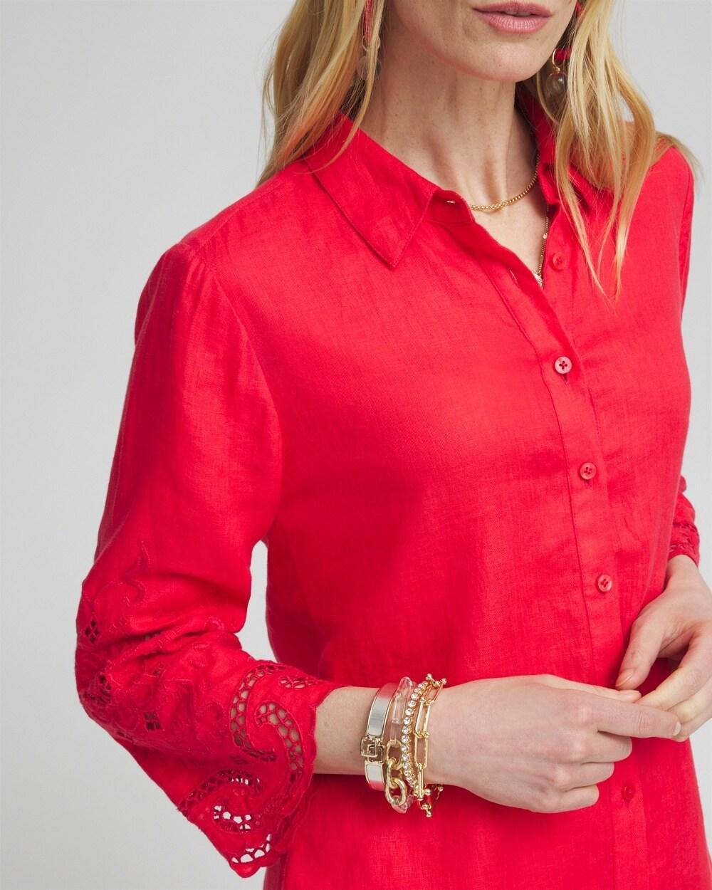 Linen Eyelet Sleeve Shirt Product Image