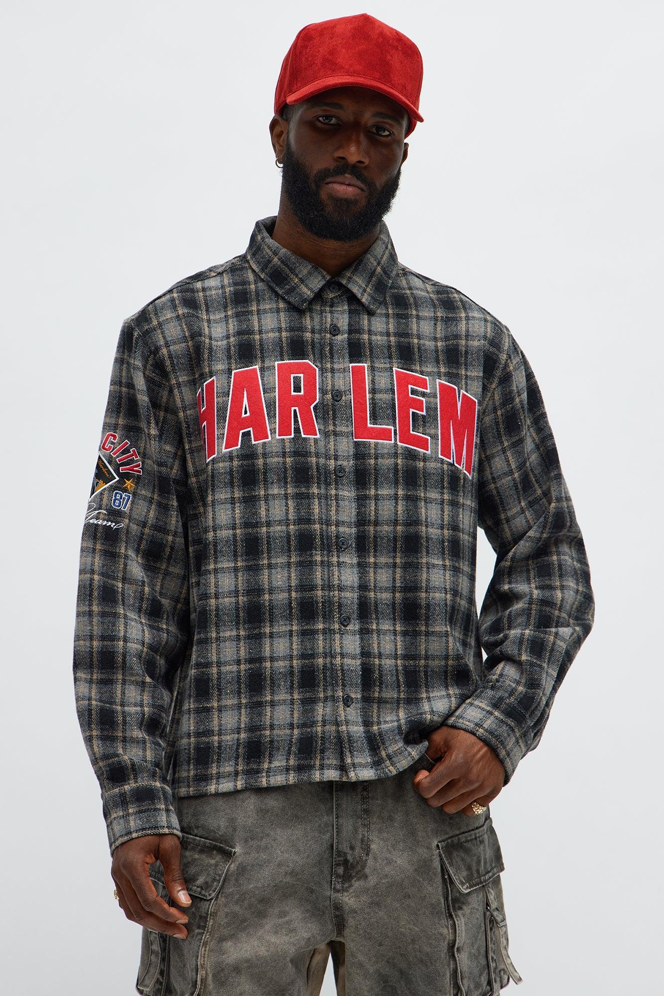 Relaxed Fit Harlem Plaid Long Sleeve Button Up - Black/combo Product Image