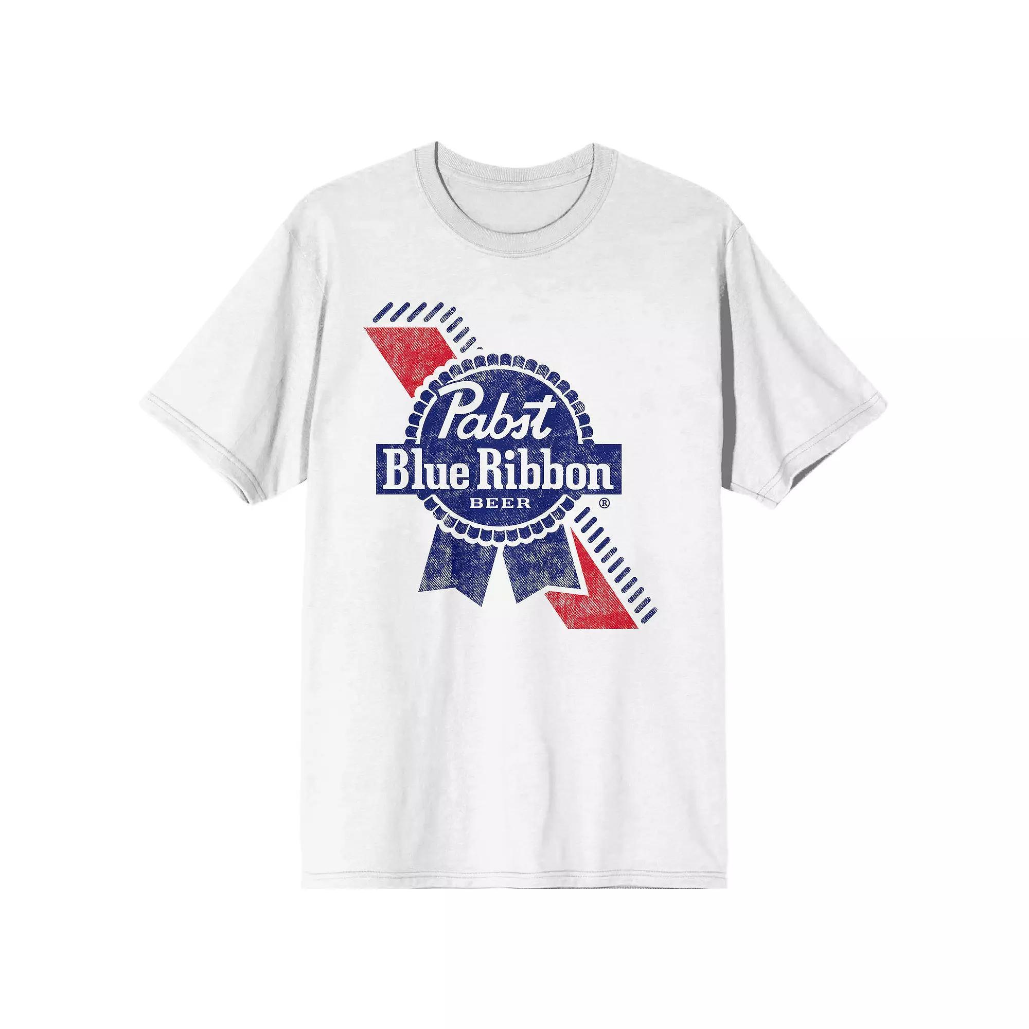 Men's Pabst Blue Ribbon Logo Tee, Size: Large, White Product Image