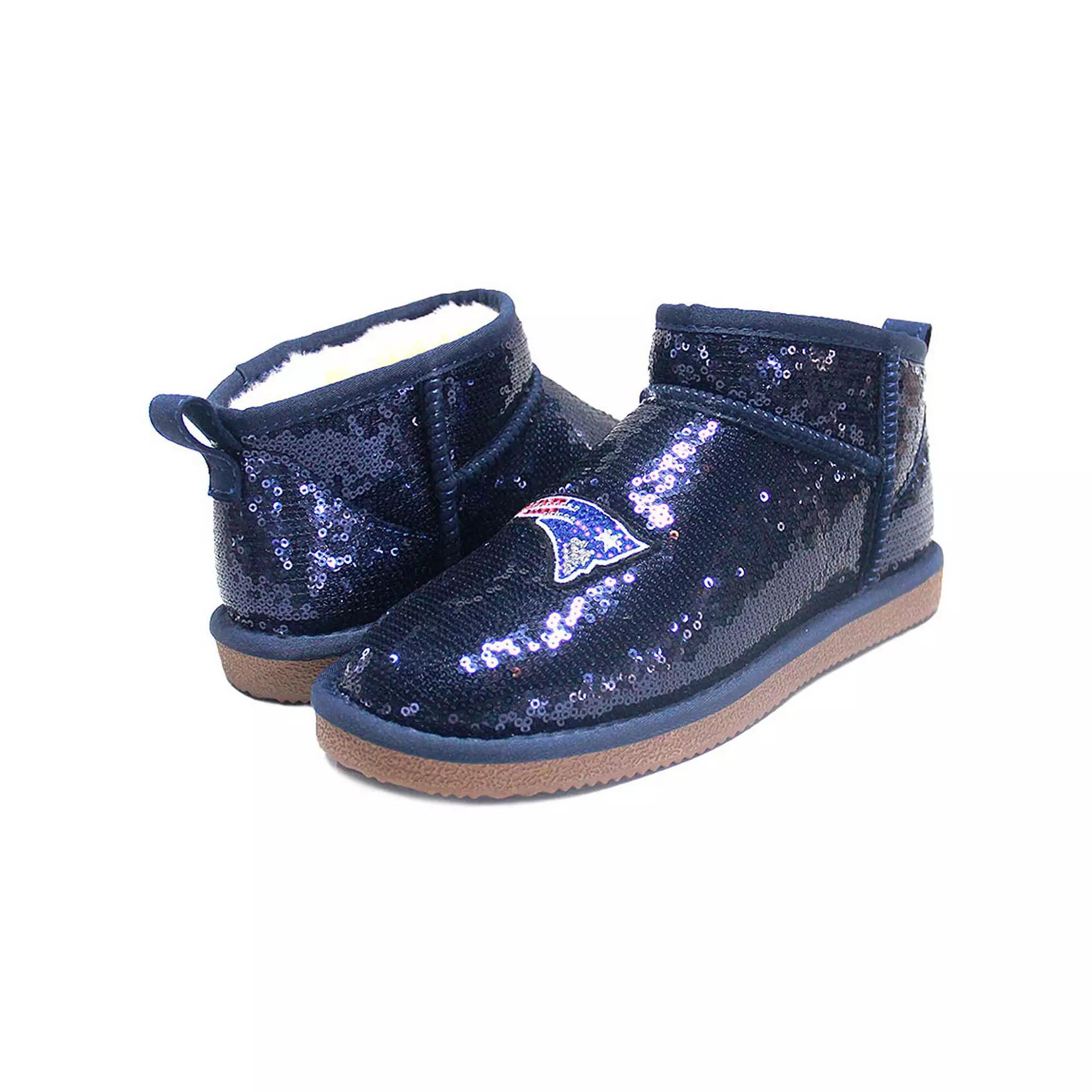 Women's Cuce  Navy New England Patriots Sequin Ankle Boots, Size: 6, Blue Product Image
