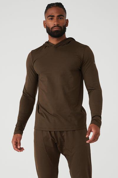 ALO | Conquer Reform Long Sleeve With Hood Sweatshirt Brown Product Image