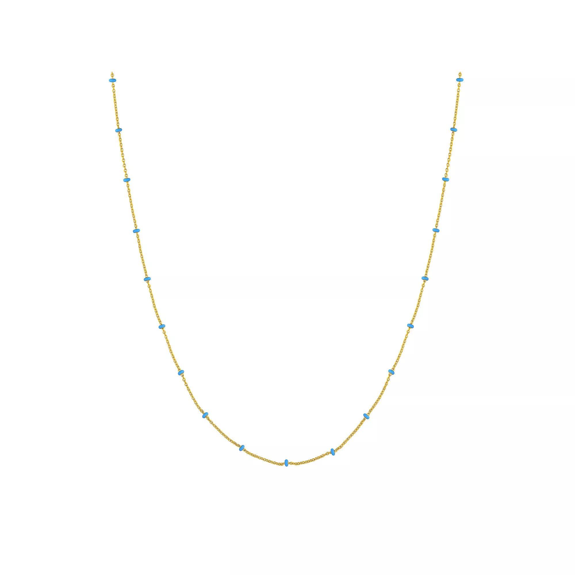 Color Romance 14k Gold Enamel Color Accent Saturn Chain Necklace, Women's, Size: 18", Light Blue Product Image