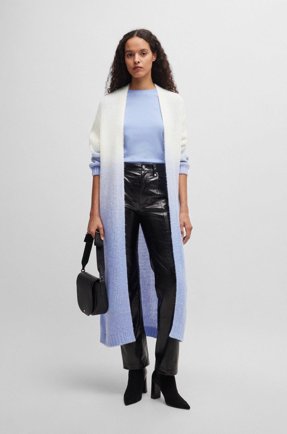 Long-length dip-dye cardigan with wool and alpaca Product Image