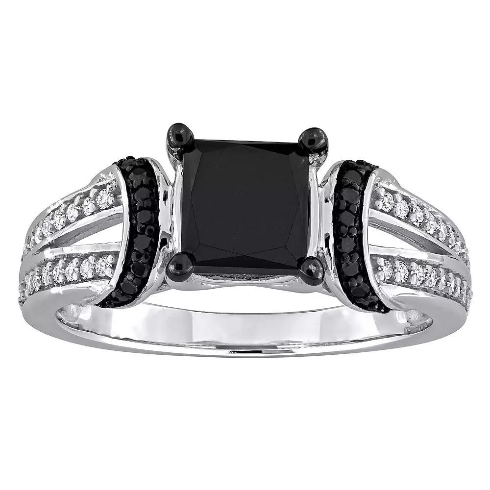 Stella Grace 14k White Gold 2 1/4 Carat T.W. Black & White Diamond Split Shank Engagement Ring, Women's, Size: 8.50 Product Image