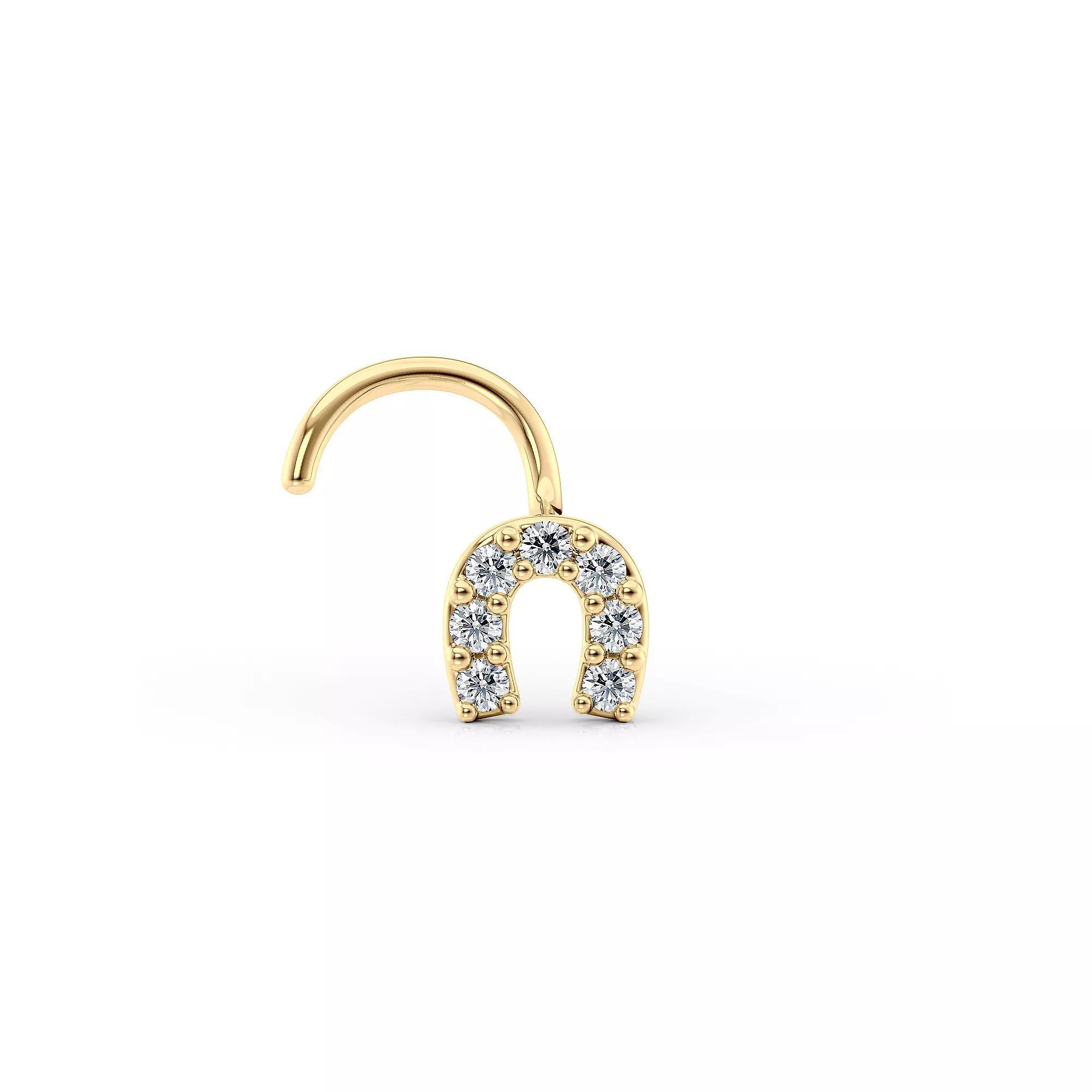 Lila Moon 14k Gold Cubic Zirconia Curved Horseshoe Nose Stud, Women's Product Image