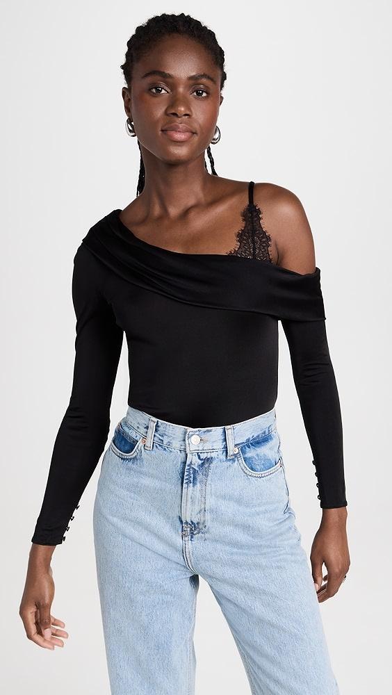 Night Night by Jonathan Simkhai Nadia One Shoulder Thong Bodysuit | Shopbop Product Image