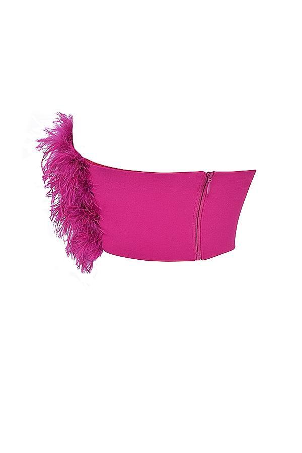 Teia  hot pink draped corset midi dress Product Image