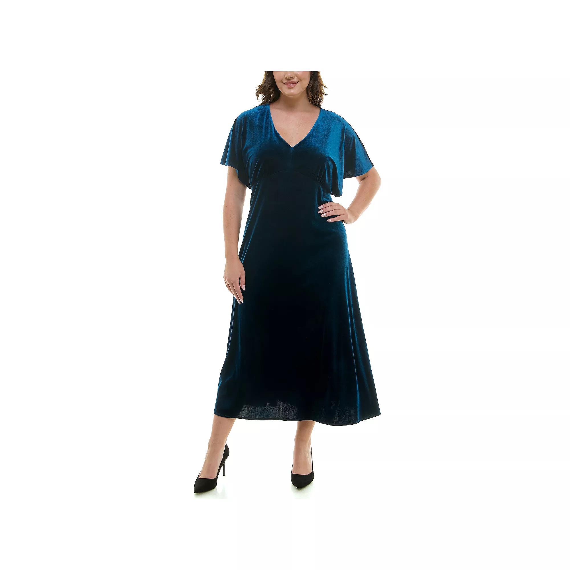 Plus Size Taylor Dolman Sleeve Stretch Velvet Dress, Women's, Size: 14 Regular, Red Product Image