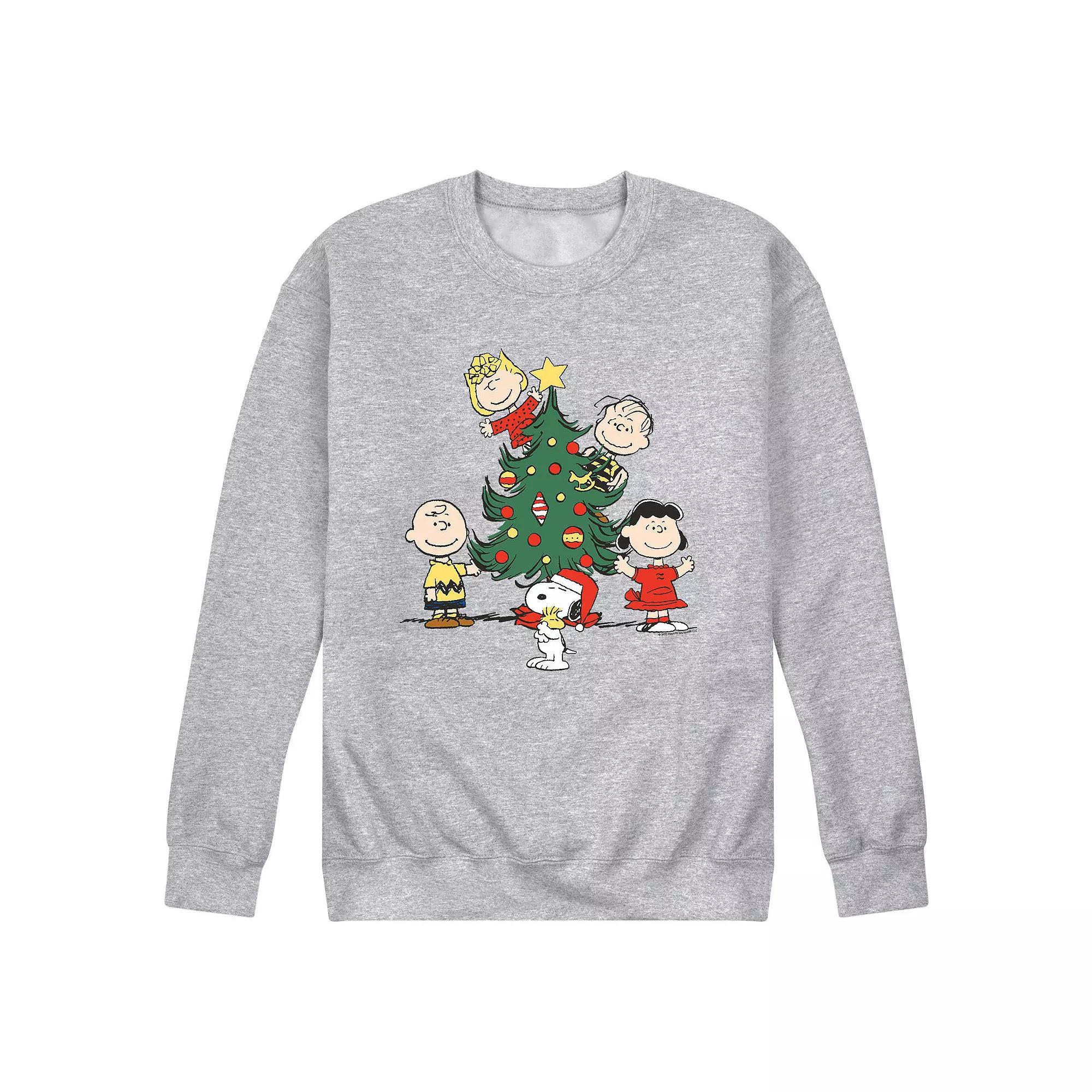 Men's Peanuts Oh Christmas Tree Sweatshirt, Size: Small, Athletic Grey Product Image