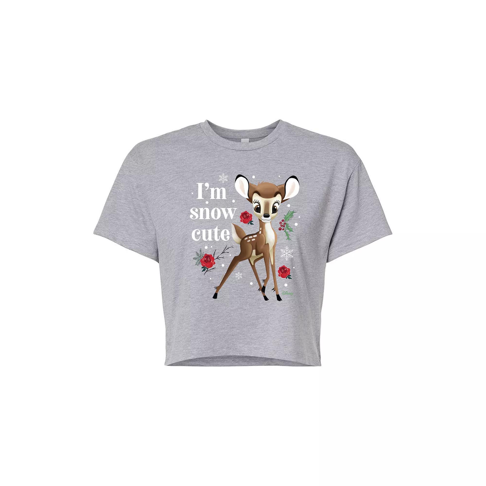 Disneys Bambi Womens Im Snow Cute Cropped Tee, Girls Product Image